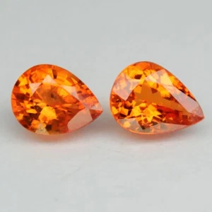 💎 2.70ct Pair 2pcs Pear Natural Orange Spessartite Garnet - Nigeria Gems - Picture 1 of 4