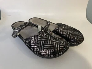 Alegria Damen Riemen Clog Schuh glänzend Glitzer schwarz silber metallic Gr. 41, US 8-9 - Bild 1 von 7