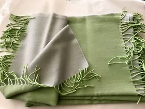 Nueva manta de alpaca Yves Delorme Souffle verde plata gris reversible $350 - Imagen 1 de 16