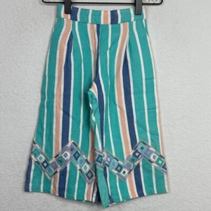 Sticks Pants Girls 5T Striped Abstract Embroidered Boho Culottes Hippie Gypsy - Picture 1 of 5