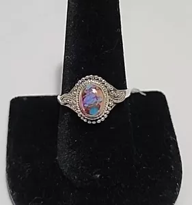 Massiver 925 Sterlingsilber Dahlie Türkis Ring Gr. 10 - Bild 1 von 7
