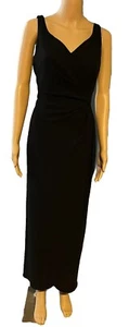 DAVID WARREN New York Black Crepe Sheath Evening ,party Maxi Dress Size 8 - Picture 1 of 12