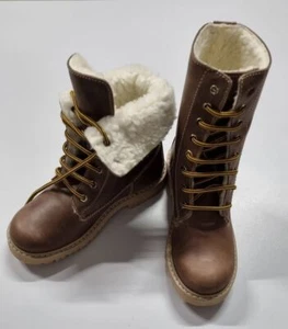 Stiefel Herbst Winter Gefüttert Kinder Jungen Mädchenl Braun Leder Größe 34 - Bild 1 von 4