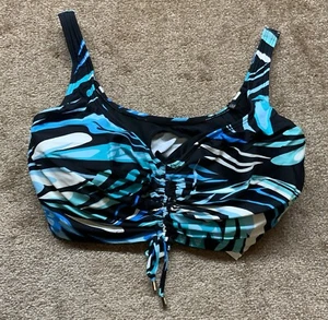 82 $ Coco Reef Elevate BH D vorne gerafft Bügel Bikini Oberteil schwarz Größe 36 DD - Bild 1 von 5