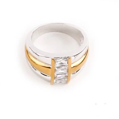 ANILLO "HIGHLIGHT" Park Lane - Circonitas circonitas brillantes - Plata y oro - Talla 10 - NUEVO Foto 1 de 2