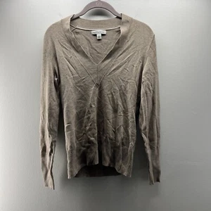 Banana Republic Sweater Womens Small Tan Silk Cashmere Blend V Neck Long Sleeve - Picture 1 of 6