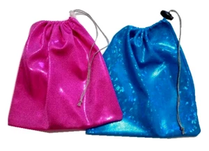 Gymnastics Grip Drawstring Team Gift Bags Metallic Reusable Pink Blue - Picture 1 of 11