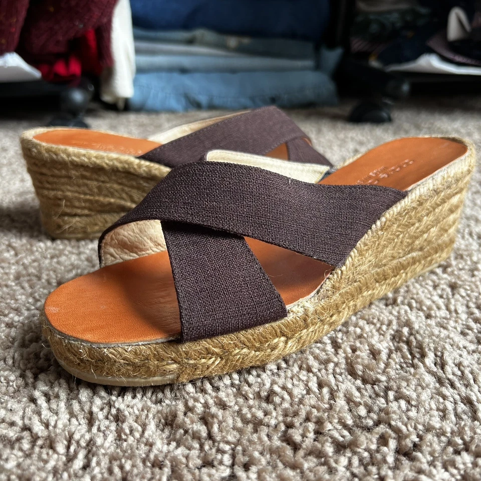 Sandalias Andre Assous Mujer Talla 5 Cruzadas Marrón Cuña Deslizables Foto 1 de 4
