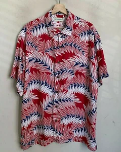 Roundtree Yorke Caribbean Shirt Red Multi Leaf Short Sleeve Buttons Size XL NEW - Picture 1 of 5