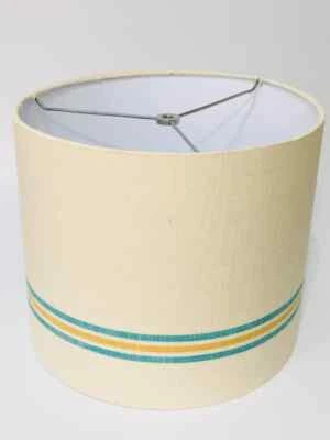 Pantalla Tambor Hecho a Mano Tela Única Neutrales Rayas Dorado Azul, Marrón Decoración EE. UU. Foto 1 de 4