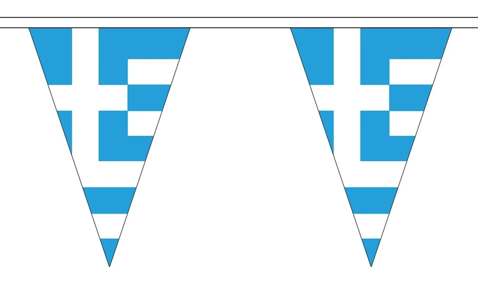 GREECE 20 metre TRIANGLE BUNTING 30 FLAGS flag TRIANGULAR 54 FLAGS GREEK - Image 1 of 1