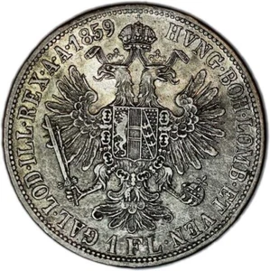 AUSTRIA coin 1 Florin 1859 A XF+ Choice Extremely Fine - Picture 1 of 7