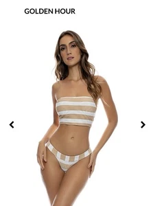 Luli Fama Golden Hour Cropped Tube Top Set Swim - Picture 1 of 11