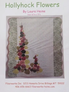 HOLLYHOCK FLOWERS Laura Heine 62x72 Floral Collage Fiberworks Quilt Pattern - Picture 1 of 2