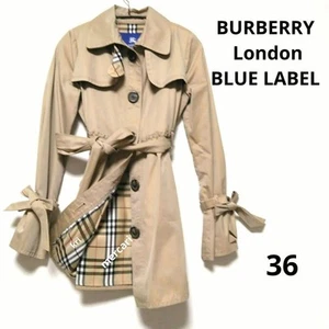 Burberry Blue Label Nova check Trench Coat Cotton Beige Size 36/US:XS Authentic - Picture 1 of 24