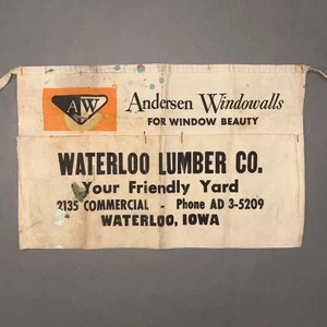 Vintage WATERLOO LUMBER CARPENTERS NAIL APRON Advertising IOWA Anderson Windows - Picture 1 of 13