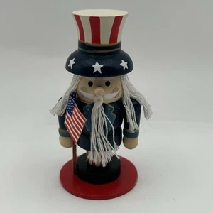 Vintage Zim's 1996 Uncle Sam Mini Wooden Nutcracker 4" Red White Blue - Picture 1 of 8