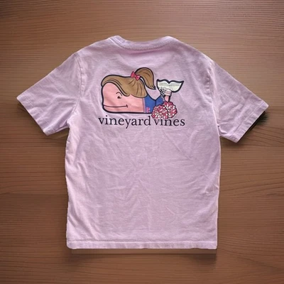 Vineyard Vines Girls Cheerleader Whale Pocket Tee Shirt Purple Short Sleeve Sz 7 - Image 1 of 4