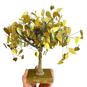 Copper Wire Gold Leaf Tree Decor - table top shelf decor- some wear- whimsy - Picture 1 of 8