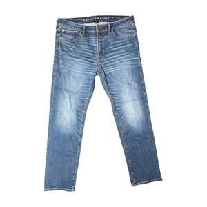 American Eagle Jeans Uomo 34x32 Dark Bootcut Pantaloni Airflex Dritti Originali - Foto 1 di 15