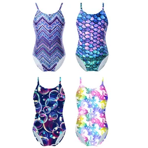 Girls One Piece Summr Swimsuit Fish Scales Print Swimwear Beach Bathing Suit - Picture 1 of 41