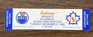 BEYOND RARE 1982 Edmonton Oilers Wayne Gretzky FULL UNUSED TICKET Open Practice - Picture 1 of 2