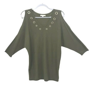 Westport 1962 Womens Size S Sweater Olive Green Cold Shoulder Scoop Neck Top - Picture 1 of 6