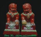 8 "ancienne dynastie rouge en porcelaine émaillée Feng Shui Fu Dog Guard