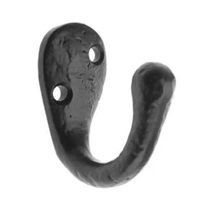 Foxcote Foundries FF21 Antique Classic Single Wardrobe Coat Hanger Hook - Black - Bild 1 von 1