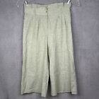 NY&C Womens Pants Green Linen Wide Leg Crop Pants Paper Bag Waist Size 20 NWT