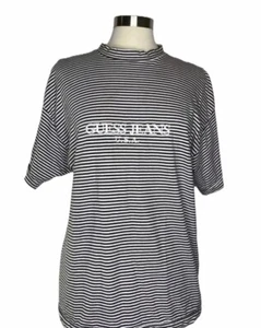 Vintage Guess Jeans USA Original 80s 90s Striped Made In USA T Shirt Size Small - Picture 1 of 7