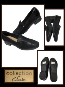 Clarks Collection NEW Ultimate COMFORT Sz 9 Black Snakeskin Design Heels Shoes - Picture 1 of 8