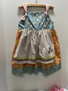 MATILDA JANE Hotline Mr. Ollie Knot Dress Blue Floral Apron Owls Girls 6 Yrs - Picture 1 of 14