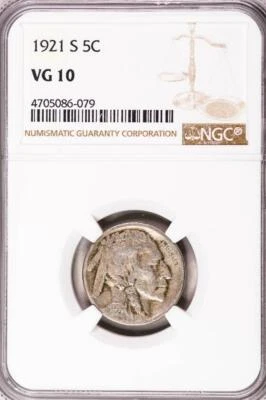 1921-S Buffalo Nickel VG10 NGC #2230 - Image 1 of 3