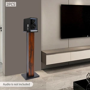 35.4 "Wood Bookshelf Speaker Stands Studio Monitor Speaker Stand Column, Pair - Picture 1 of 13