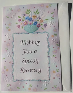 Get Well Greeting Card with Envelope - Wishing You a Speedy Recovery with Flower - Picture 1 of 3