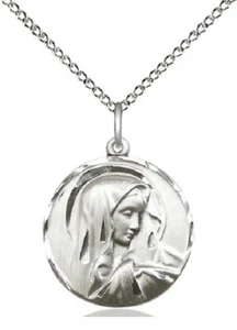 Collar colgante de plata esterlina madre dolorosa de 18" cadena felicidad NUEVO Virgin Mar - Imagen 1 de 2
