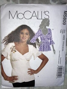 McCALL'S 5809 MISSES TEEN SWEETHEART NECKLINE TOPS BELT PATTERN SIZE 4 6 8 10 12 - Picture 1 of 3