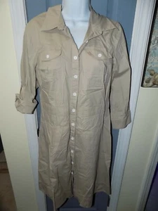 Liz Claiborne Khaki Cargo Military Stewardess Secretary Shirtdress Dress Size 10 - Picture 1 of 3