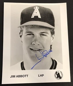 Jim Abbott Signed Autograph California Angels Media 8x10 Photo Black & White - Picture 1 of 2
