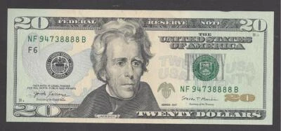 LUCKY $20 FEDERAL RESERVE NOTES 2017 ATLANTA (MF94738888B), UNC  - Image 1 of 2