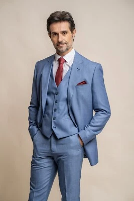 SIRRI Cavani Men's Sky Blue Slim Fit Formal Suit Clearance Sale Was £229.97