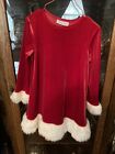 Girls Red Christmas Dress with White Fur !! it sparkles!!
