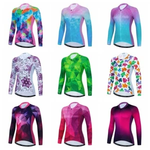 Women's Bike Jersey Long Sleeve Cycling Clothing Bicycle MTB T-Shirt Tops S-3XL - Picture 1 of 28