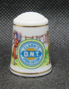 FRANKLIN PORCELAIN 1980 THIMBLE - O.N.T. CLARK'S LOGO BRANDS - Picture 1 of 3