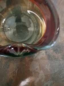 Vintage Murano glass Ashtray/ bowl Red And Aqua Blue Tone Smoky Quartz. 1960s. - Picture 1 of 7