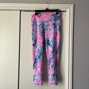 Lilly Pulitzer Luxletic Women's pop Leggings Activewear Pink Blue Patterned - Picture 1 of 5
