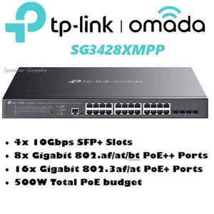 Tp-link Omada SG3428XMPP 24-Port Gigabit & 4-Port SFP+ L2+ Managed Switch & PoE+ - Picture 1 of 12