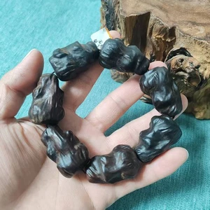 Natural Wood Irregular Shape Big Beads Men's Bracelet Lucky Fengshui Jewelry - Picture 1 of 9