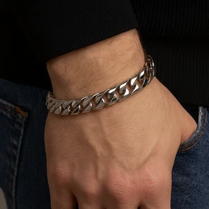 Pulsera Hombre Miami Cadena Cubana Sólida Platino 950 Longitud 21 CM Ancho 12 MM - Imagen 1 de 16